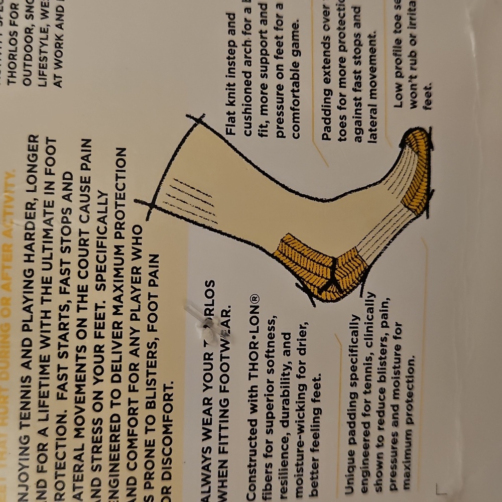 Unisex Thorlos Mimi Crew White Foot Protection Padding Tennis Socks Sz. M - Picture 3 of 6